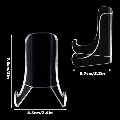 Chunful 2 Pieces Acrylic Plate Stands Clear Acrylic Easels Display Stands with Deep Support Shelves for Display Card Holder Photos Book Picture Ta...