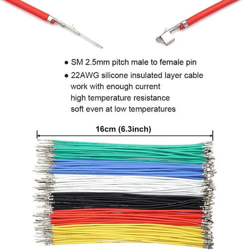 SM 2.5mm Connectors Male Female Plugs Sockets with 22AWG Pre-Crimped Silicone Cables Wire Compatible with JST SM Connectors 2.5mm 2.54mm Pitch 2 3...