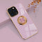 aowner Compatible with iPhone 13 Pro Max Ring Holder Stand Case Glitter Plating Rose Gold Edge 360 Rotation Kickstand for Women Slim Soft Flexible...