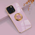 aowner Compatible with iPhone 13 Pro Max Ring Holder Stand Case Glitter Plating Rose Gold Edge 360 Rotation Kickstand for Women Slim Soft Flexible...