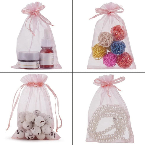 HRX Package 100pcs Blush Pink Organza Gift Bags, 4 x 6 inch Candy Mesh Drawstring Bags Jewelry Pouches for Christmas Wedding Baby Shower Party...