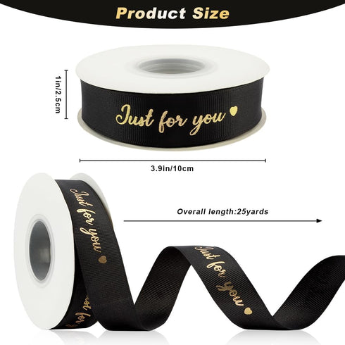 Black Ribbon 1 inch Fathers Day Ribbon Just for You Ribbon for Flower Bouquet Ribbon Flowers Black Hair Ribbon for Gift Wrapping Grosgrain Ribbon ...