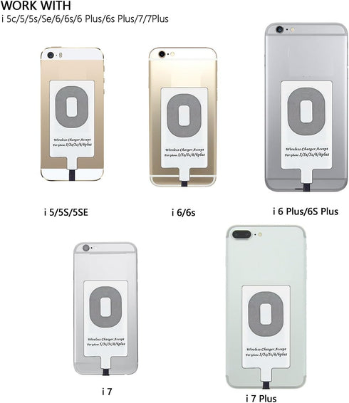 Wireless Charger Charging Pad Charging Receiver Compatible with iPhone 7 Plus/7/6 Plus/6S Plus/6S/6/5S/5/SE/5C(Charging Receiver is Included)...