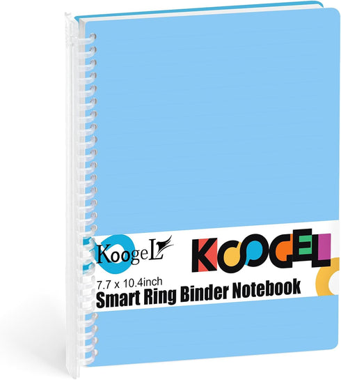 Koogel Smart Ring Binder, Notebooks Spiral Notebook 26 Holes College Ruled Notebook for School Office 60 Sheets/120 Pages Blue...