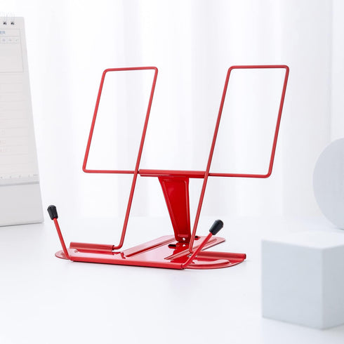 MSDADA Metal Book Stand for Desk, Adjustable Reading Rest Book Holder, Portable Cookbook Documents Holder, Sturdy Typing Stand for Recipes Textboo...