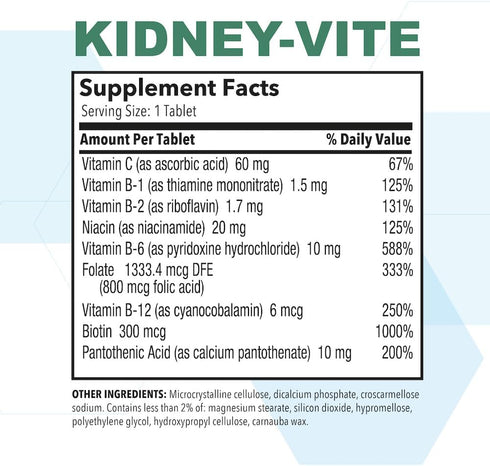 Puregen Labs Kidney-Vite | Premier Kidney, Renal Support | Non-GMO, Gluten-Free, No Artificial Color Additives | 2 Pack – Total 200 Tablets...