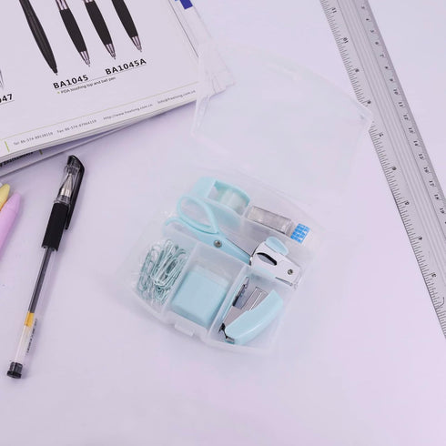 Mini School Supply Kits Mini Office Supply Kits, includes Mini Stapler,Scissors, Staple Remover, Staples, Tape Dispenser (Blue)...
