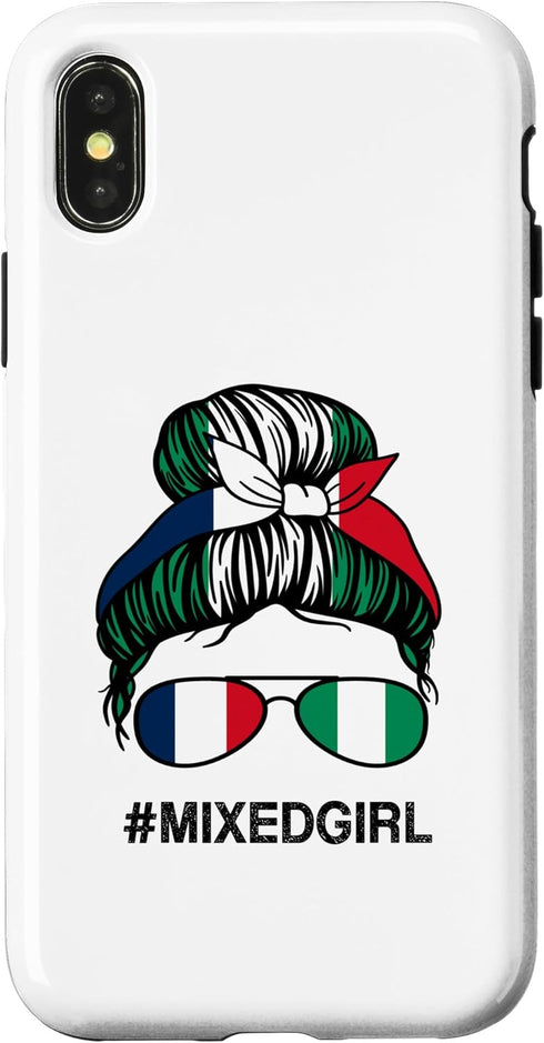iPhone X/XS Nigeria France Flag Nigerian French Messy Bun Case...