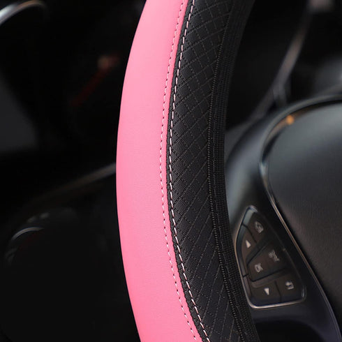 15 Inch Car Steering Wheel Cover, Universal Elastic Stretch Breathable Anti-Slip Leather Without Inner Ring, Auto Accessories Steering Wheel Prote...