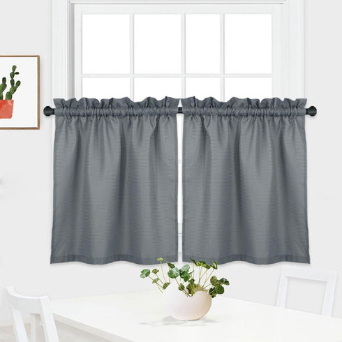 Tier Curtains, Waffle Woven Textured Kitchen Tier Curtains Cafe Curtains, Waterproof Half Window Covering Short Curtain for Bathroom - 30" x 24", ...