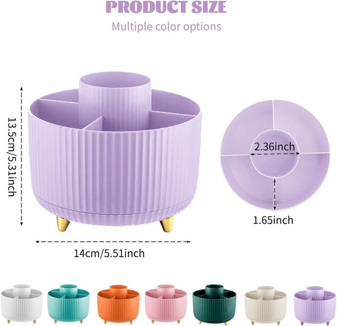 CenYouful Makeup Brush Holder Organizer,5 Slot 360° Rotating Make up Brushes Cup, Makeup Organizer Countertop for Cosmetics, Nail Polish, Art Supp...