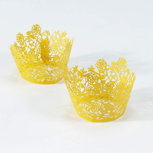 60pcs Gold Rose Lace Cupcake Wrappers Holders, Laser Cut Cupcake Liners Decorative Liners for Wedding Party Birthday Cake Decoration Supplies...