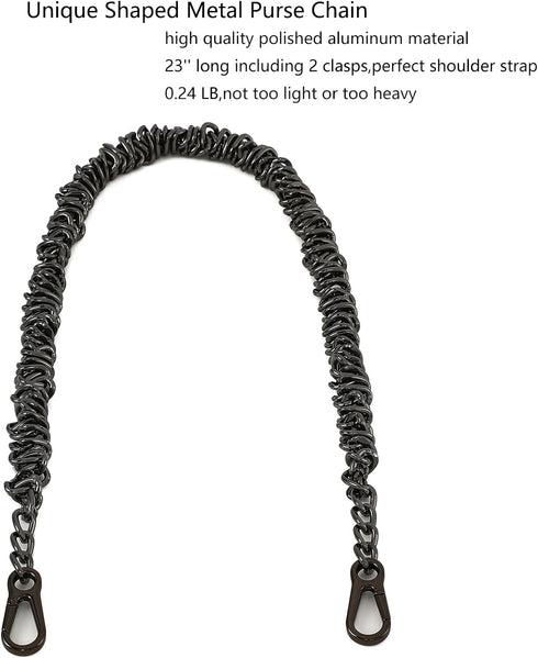 Unique Metal Bag Chains Purse Handles Shoulder Strap Replacement Accessories Charms for Handbags(Black 23 Inch)...