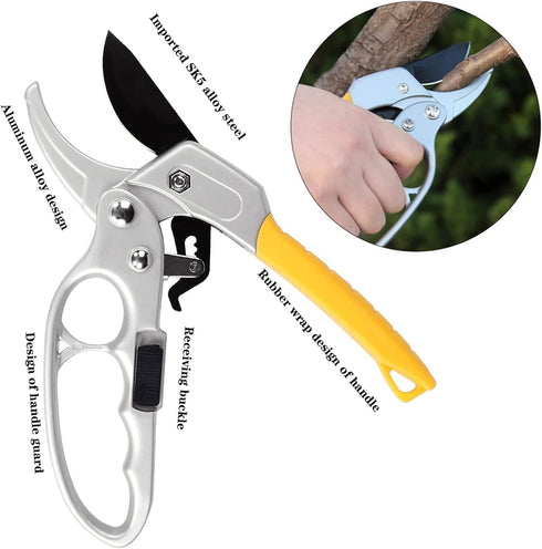 Pruning Scissors Garden Plant Clippers,Bonsai Trimming Rose Pruners Hand Tool Work 3 Times Easier,for Weak Hands, Gardening Gift for Any Occasion,...