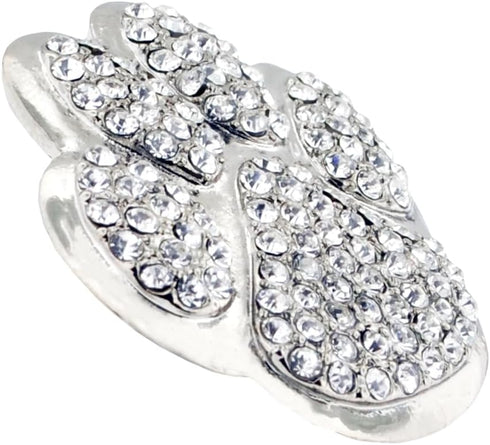 PinMart's Silver Rhinestone Animal Paw Print School Mascot Brooch Pin...