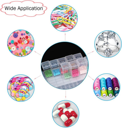 SanerDirect 32 Grids Diamond Painting Drill Storage Containers, Diamond Organizer Case Embroidery Beads Storage Box with Label...