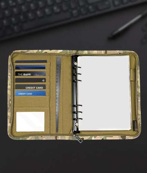 Military Padfolio Ring Binder with 80 Sheets 160 Pages of Leaf Paper, Military Notebook with Zippered Padfolio Organizer, Refillable Tactical Note...
