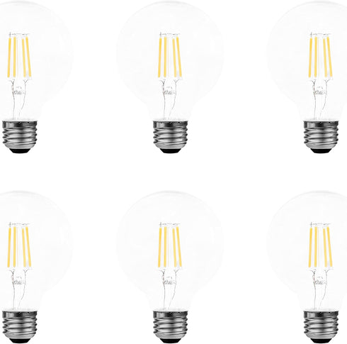 Sylvania Reduced Eye Strain G25 Globe LED Light Bulb, 60W = 6W, 13 Year, Dimmable, Clear, 5000K, Daylight - 6 Pack (41244)...