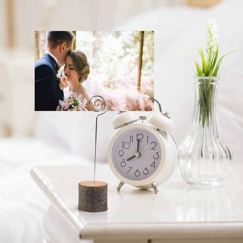 20Pcs Premium Wood Place Card Holders with Swirl Wire and 30 Pcs Kraft Place Cards, Memo Holder, Table Number Holders Stands, Name Cards Photo Hol...