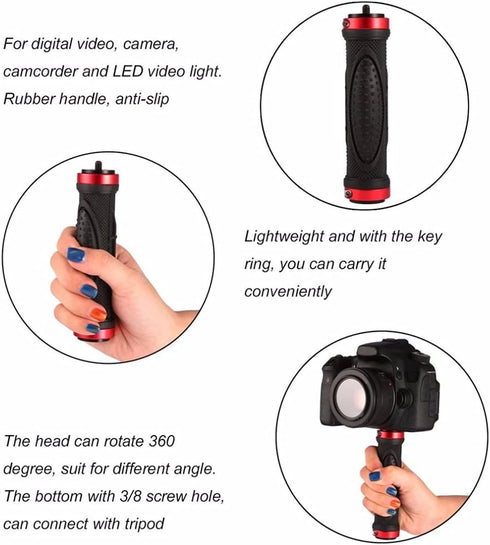 Camera Handle Grip Support Mount Universal Stabilizer Holder Stand with 14-20 Thread for Digital Video Camera Camcorder Action Camera LED Video Li...