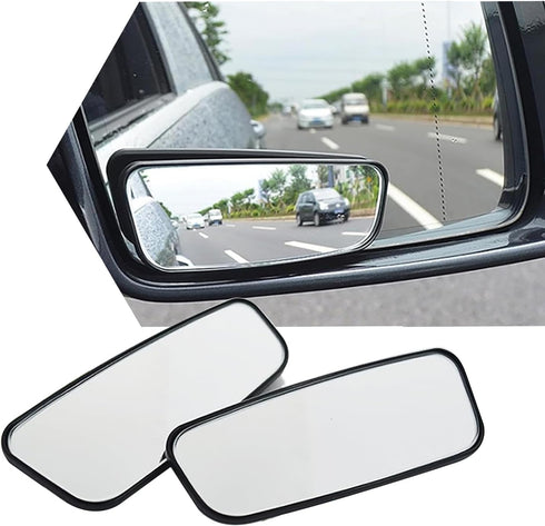 2 PCS Car Auxiliary Rear Blind Spot Mirror, 3.74" x 1.41" Self-adhesive Rectangular Curved Wide Angle Anti-glare HD Convex Mirror, Modification Ac...