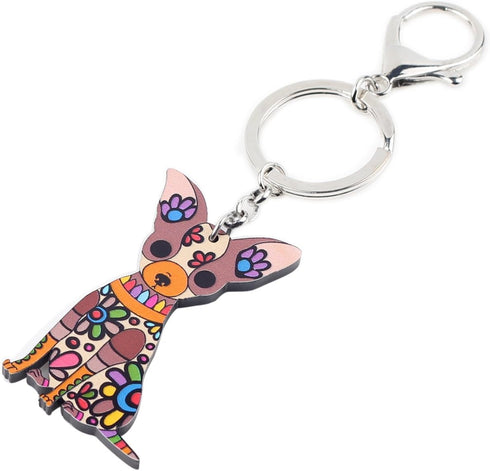 Acrylic Chihuahua Dog Key Chain Cute Keychain Accessories For Women Girl Bag Car...