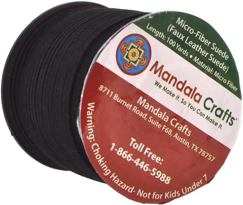 Mandala Crafts Faux Suede Cords Black Leather Cords for Jewelry Making - 2.65mm Leather Laces Leather Strips Flat Vegan Leather Strings for Dream ...