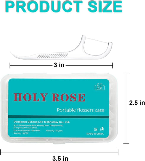 Holy Rose Dental Floss Portable Dispenser 4 Boxs,Travel Floss Picks Case 2 Box with Adults Floss Sticks 160 Count,Flosser Toothpick is Cleaning Te...