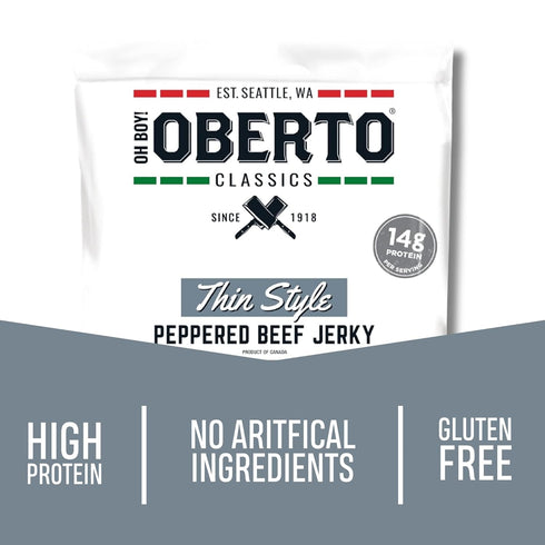Oh Boy! Oberto Classics Thin Style Peppered Beef Jerky, 7 Ounce...