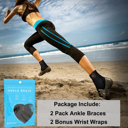 Ankle Brace, 2PCS Ankle Braces for Men & Women, Adjustable Compression Ankle Wrap Support for Ankle Protection, Breathable & Comfortable, Ankle Su...