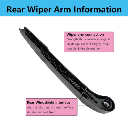 Rear Wiper Blade Arm Set Replacement for BMW X3 F25 2011-2017 Back Glass Wipers, Factory OE Style Rear Windshield Wiper Arm & Wiper Blade 61627213...