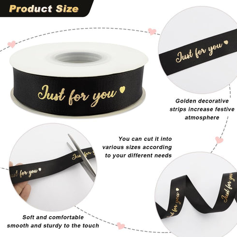 Black Ribbon 1 inch Fathers Day Ribbon Just for You Ribbon for Flower Bouquet Ribbon Flowers Black Hair Ribbon for Gift Wrapping Grosgrain Ribbon ...
