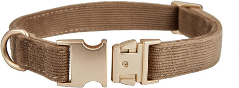 Soft Dog Collar with Metal Buckle Adjustable Durable Comfort Cotton Corduroy Collars for Large Medium Small Dogs Velvet Dog Collars, Coffee...