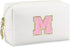 Initial Makeup Bag,Personalized preppy bag Waterproof PU Leather Chenille Letter Cosmetic Bag,Portable Travel Toiletry Bag Monogram Birthday Gift ...