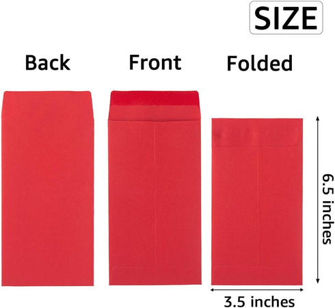 100 Pack Money Envelopes Cash Budget Envelopes #7 Coin Envelope for Cash, Budgeting, Check, Gifts Cards, 3.5 x 6.5 Inches (Red)...