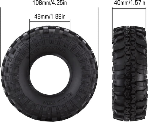 INJORA RC Tires 1.9inch 4Pcs RC Rubber Tyre Set Wheel Tires for 1:10 RC Crawler Axial SCX10 90046 SCX10 III AXI03007 Tamiya CC01 D90 D110...