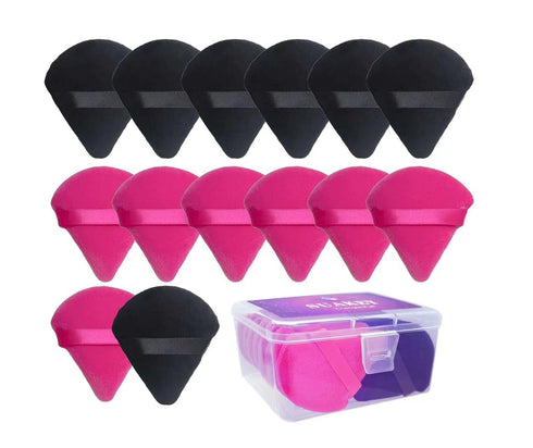 14 Pieces Powder Makeup Sponge Made of Cotton Velour Triangle Powder Puff Washable Reusable,Black+Red...