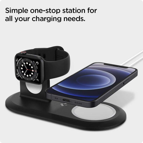 Spigen Mag Fit Duo Designed for MagSafe Charger Stand Charging Pad Case for iPhone 16, 15, 14, 13, 12 Models/Apple Watch All Series/Airpods - Blac...