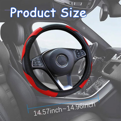 Car Steering Wheel Cover, 15 Inch Carbon Steering Wheel Cover, Breathable Anti-Slip Steering Wheels Accessories for Men Women, Car Interior Access...
