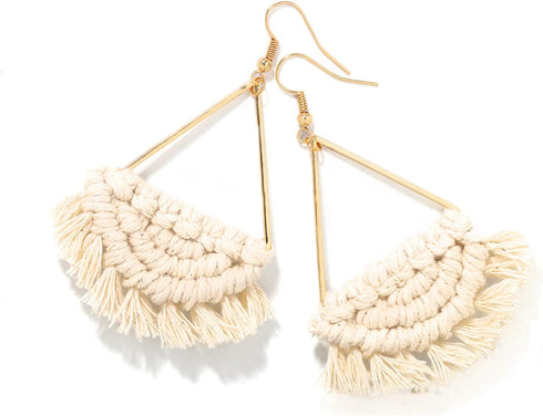 Bohemian Handmade Fringe Tassel Dangle Drop Statement Earrings for Women...