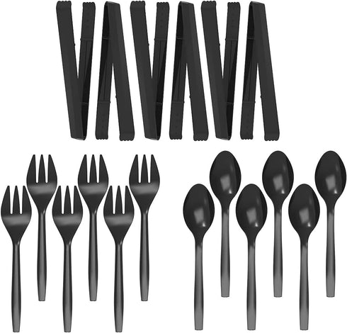 Plastic Serving Utensils Set, 18 Piece, 9" Black...