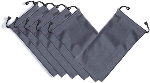AKOAK Microfiber Waterproof Drawstring Pouch,Soft Storage Bag for Cell Phones Power Bank and More,Grey,Pack of 6...