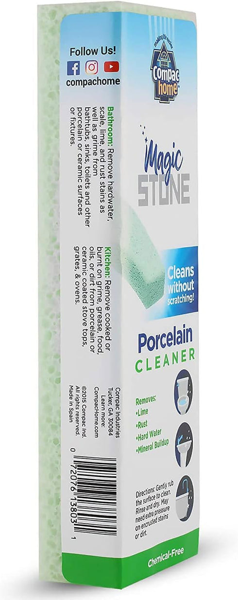 COMPAC HOME Magic-Stone Porcelain Cleaner, Green Product, Made from Recycled Glass, Scouring Stick Toilet Cleaner, Removes Stubborn Lime Stains fr...