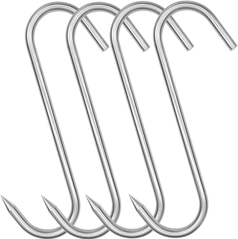 10 Inch Meat Hook, Heavy Duty 10mm S-Hooks Stainless Steel Meat Processing Butcher Hooks (10mm10inch)...
