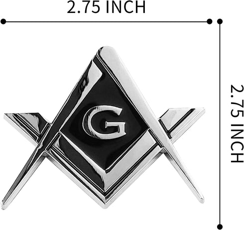 5 Pack 2.75" Chrome Plated Masonic Car Emblem Mason Square and Compasses Auto Truck Motorcycle Decal Accessories...