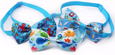 20pcs Ocean-Themed Dog Bow Ties for Small Medium Dogs, Adjustable Pet Bowtie Collar Charms,Sea Pattern Necktie for Pet Grooming (20pcs bowtie)...