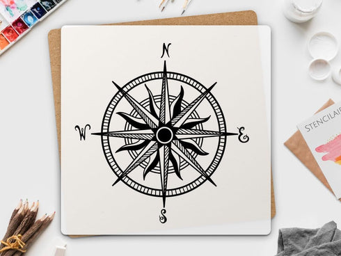Nautical Compass Rose Stencil 12-Inch - Reusable DIY Crafts, Laser-Cut Mylar for Wall Decor, Signs & More...