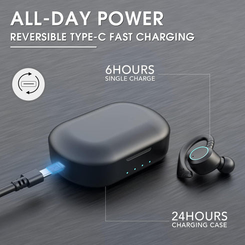 True Wireless Earbuds Bluetooth 5.3 Earphone, Touch Control with Charging Case, IPX7 Waterproof Stereo Headphone,Long Battery Life Headset Premium...