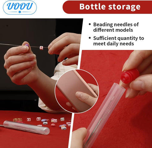 Beading Needles Set Include 60 Pcs Long Straight Beading Thread Needles + 10 Pcs Big Eye Beading Needles, Embroidery Needles with Needle Box, Thim...