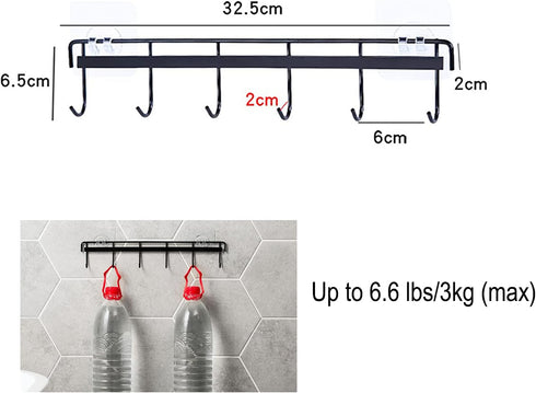 YYaaloa 2Pack of Wall Hooks Coat Hat Hook White Rack with 6 Hooks Key Hanger Clothes Holder Coffee Mug Holder Kitchen Bathroom Housekeeper Home Or...